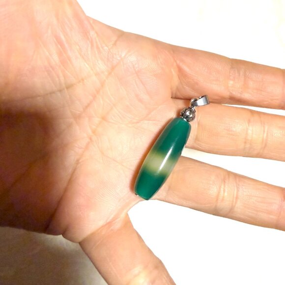 2/$20, Green Dyed Agate Pendant, Large Genuine Gemstone Pendant - Picture 11 of 11
